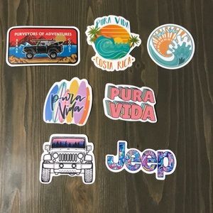 Pura Vida and Jeep Stickers